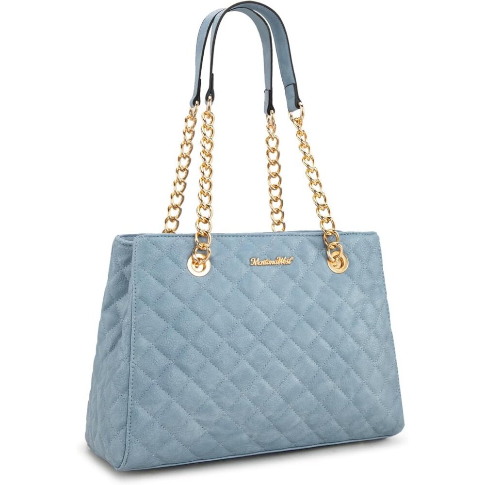 Montana West Women 040 Jean Vegan Leather Quilted Chain Shoulder Strap Purse
